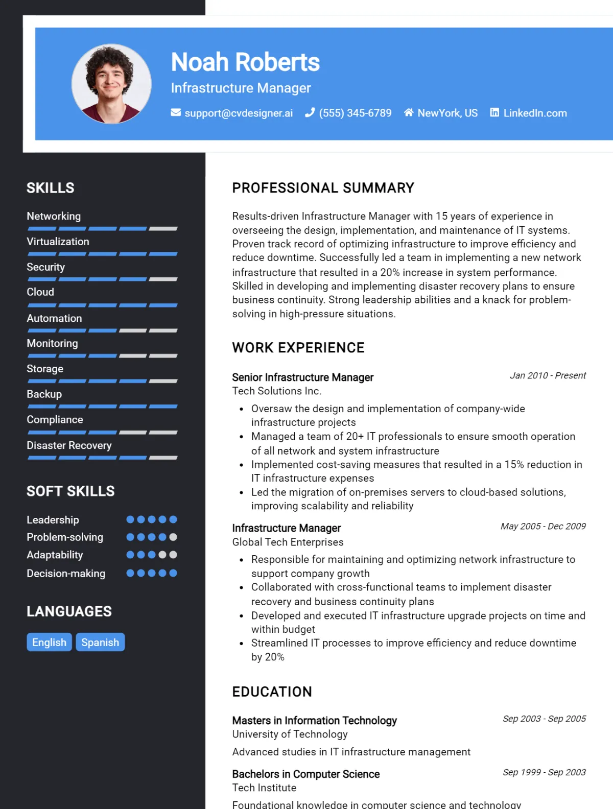 Infrastructure Manager CV Example