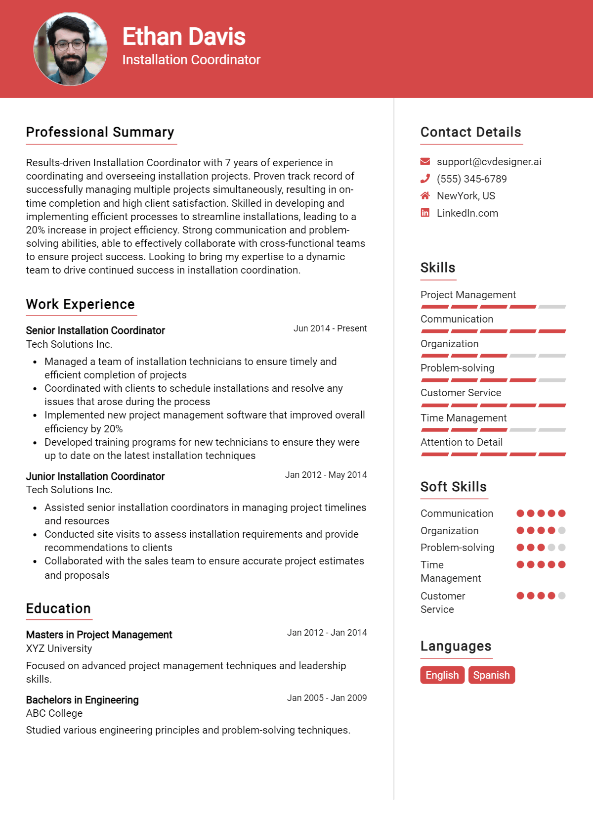 Installation Coordinator Resume Example