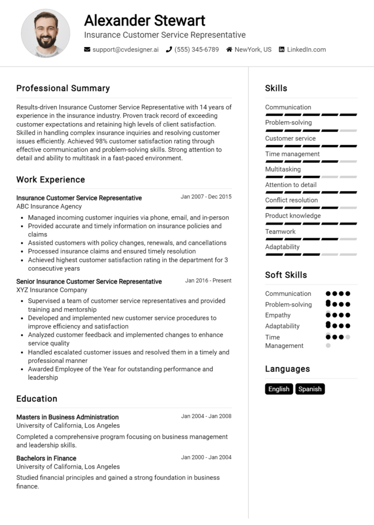 12 Insurance Representative Resume Examples And Templates for 2024 ...