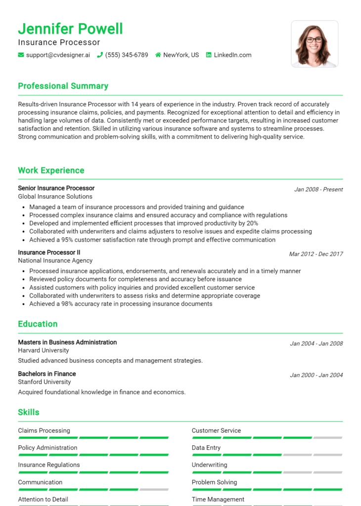 10 Insurance Manager Resume Examples And Templates for 2024 - CVDesigner.ai