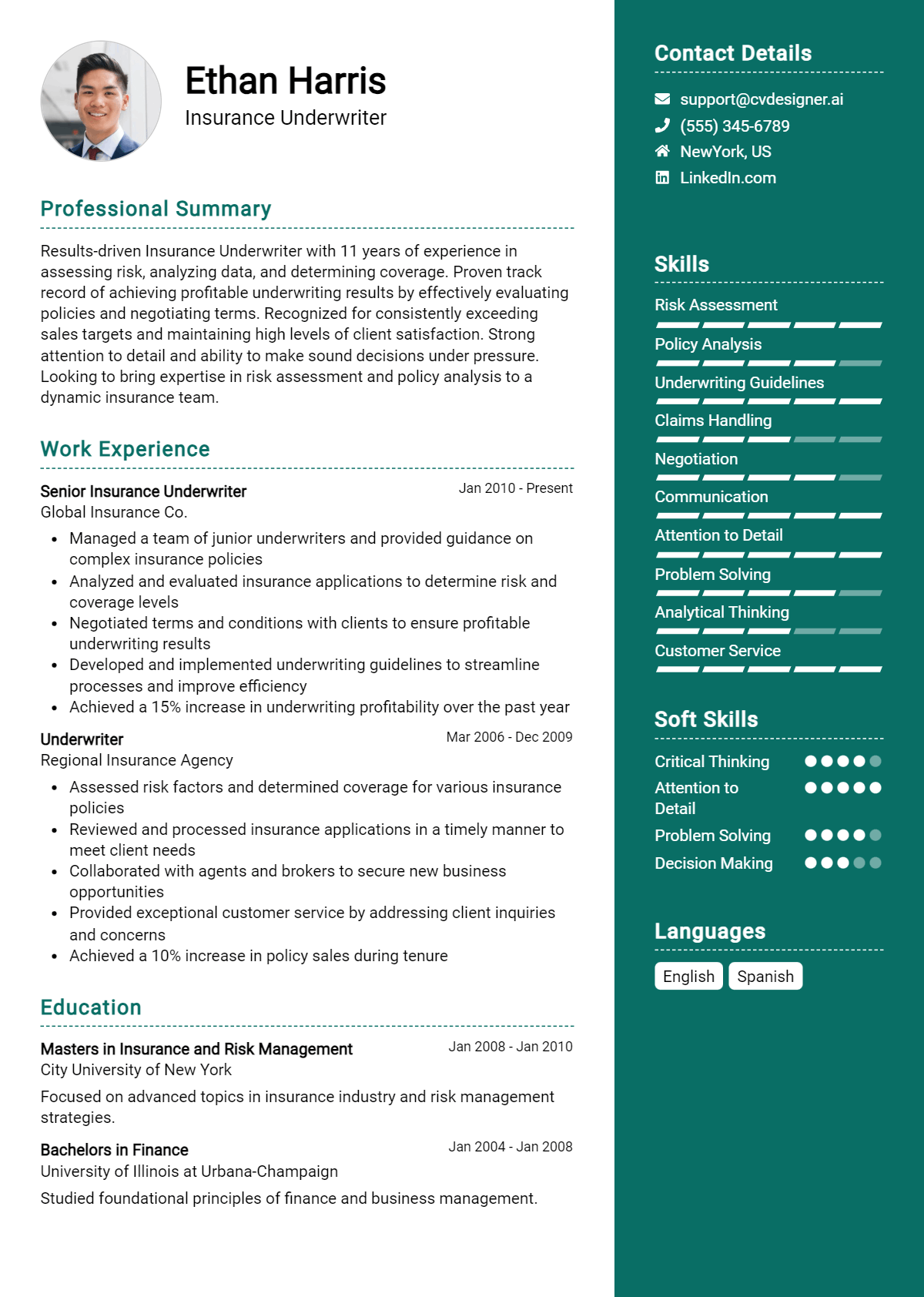 Insurance Underwriter Resume Example