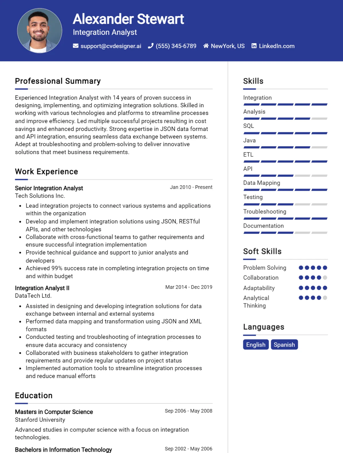 Integration Analyst CV Example