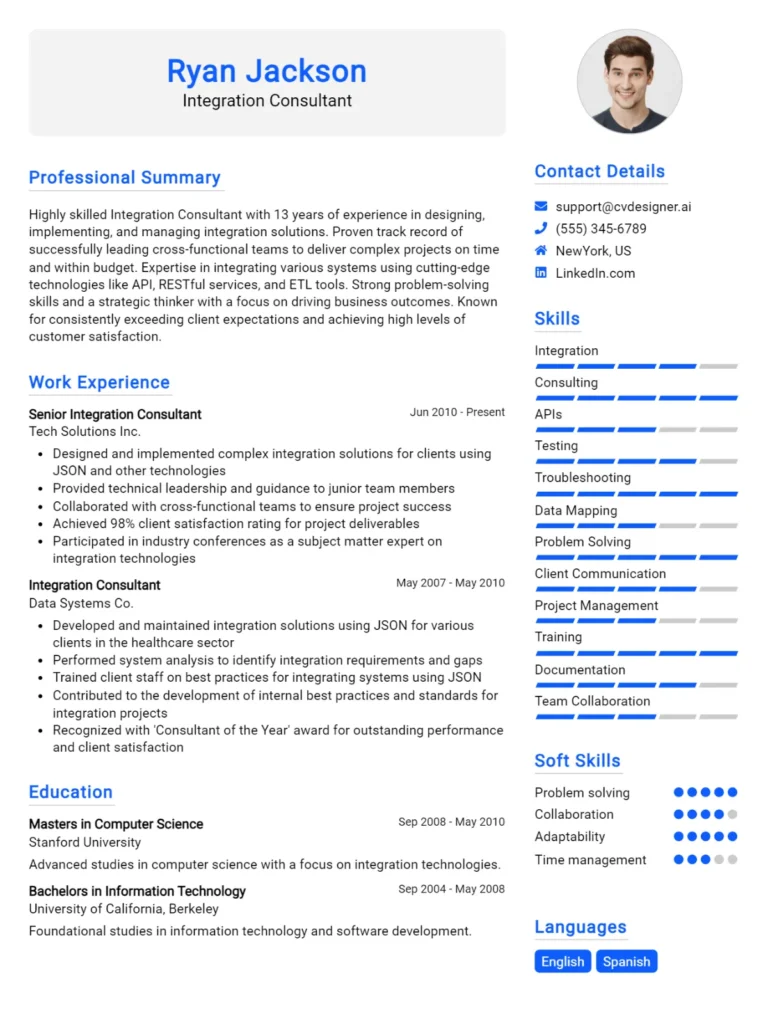 Integration Consultant CV Example For 2025: How to Craft a Winning CV