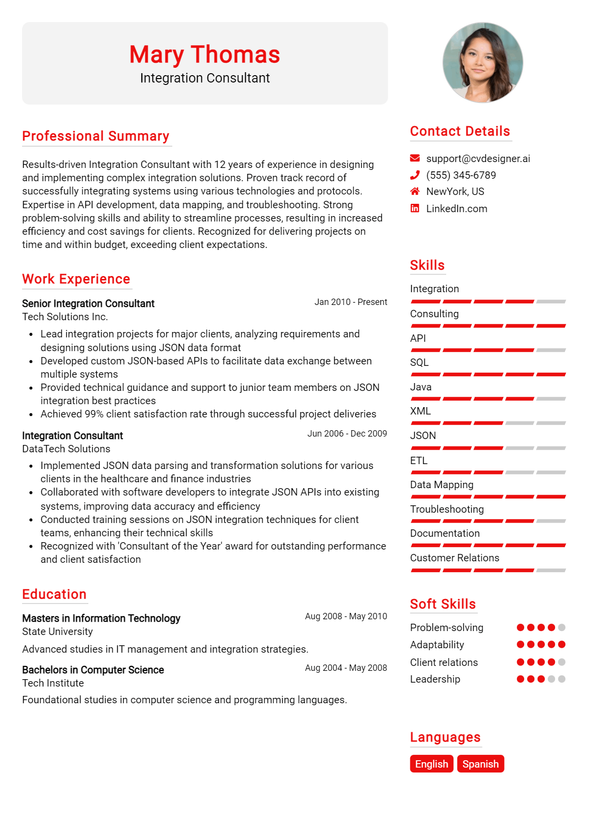 Integration Consultant Resume Example