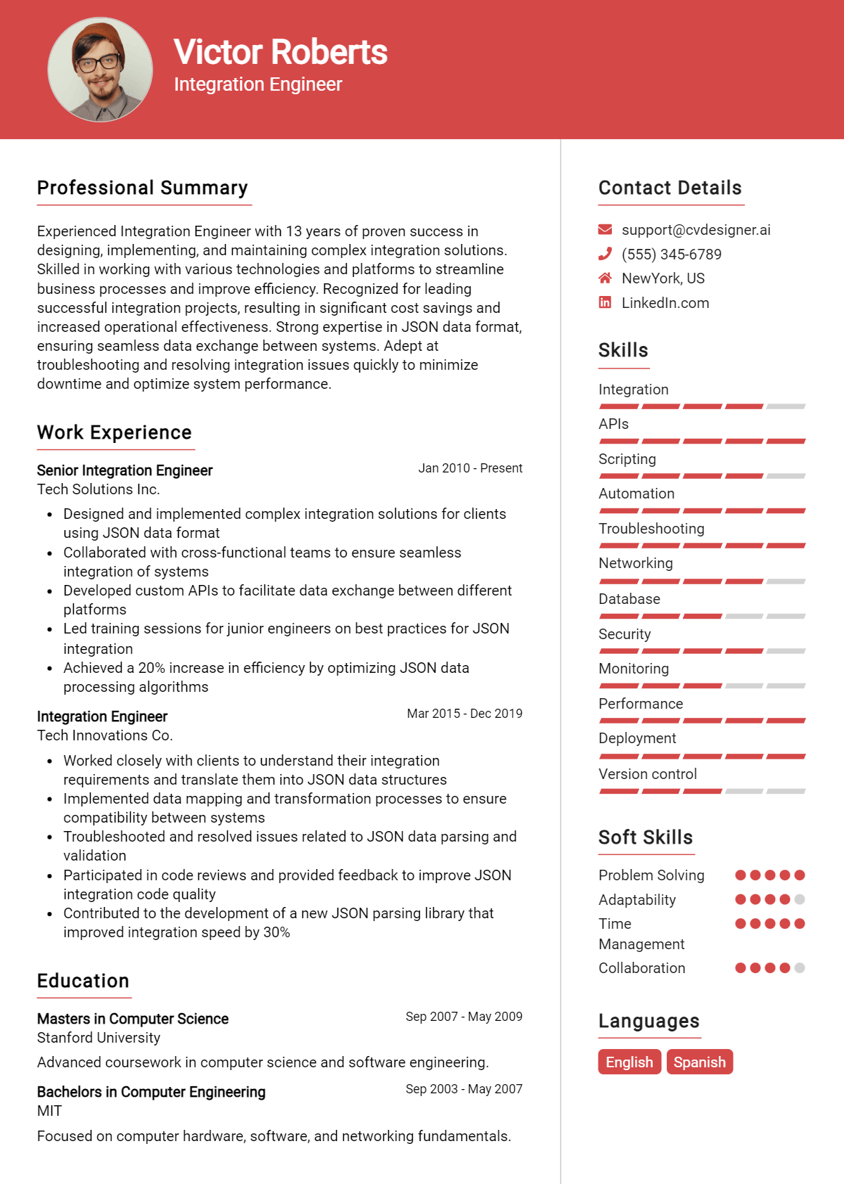 Integration Engineer Resume Example