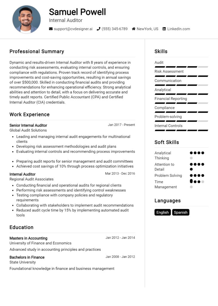 12 Lead Auditor Resume Examples And Templates for 2024tes - CVDesigner.ai