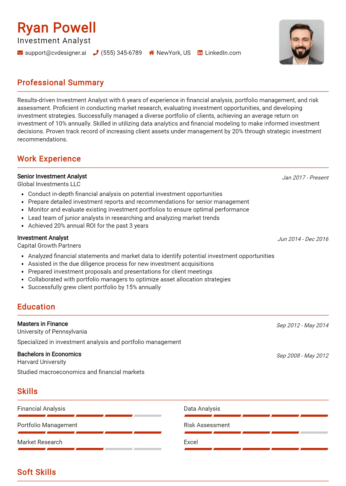 Investment Analyst Resume Example