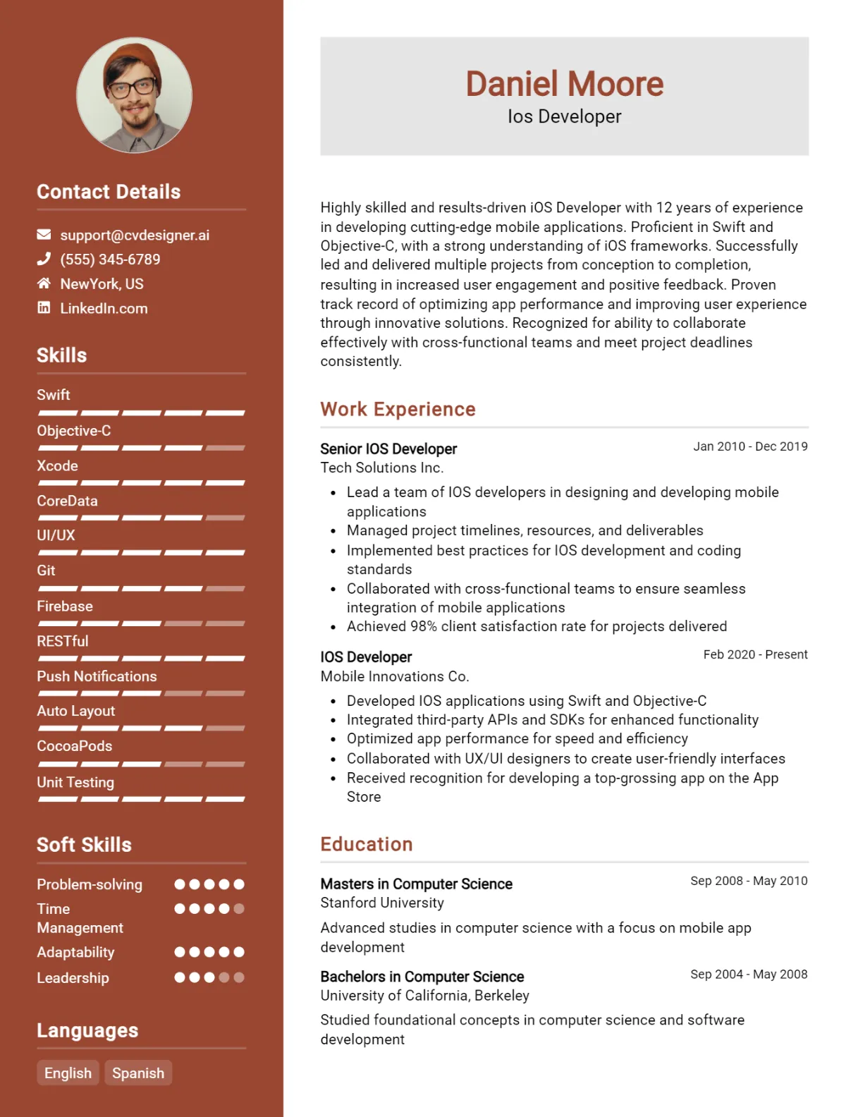 Ios Developer CV Example