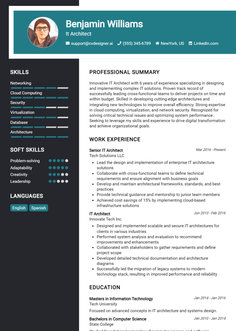 16 IT Architect Resume Examples And Templates for 2025