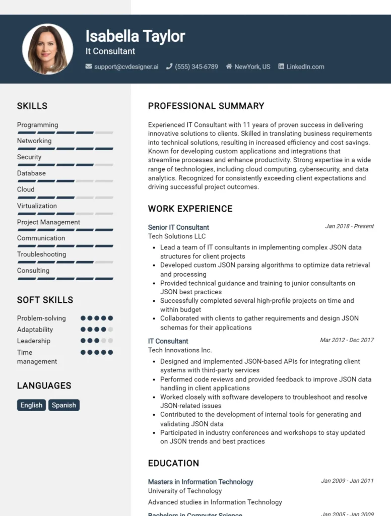 It Consultant CV Example