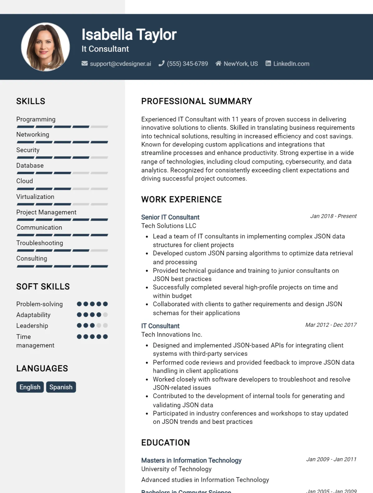 IT Consultant CV Example For 2024: How to Create a Professional CV ...