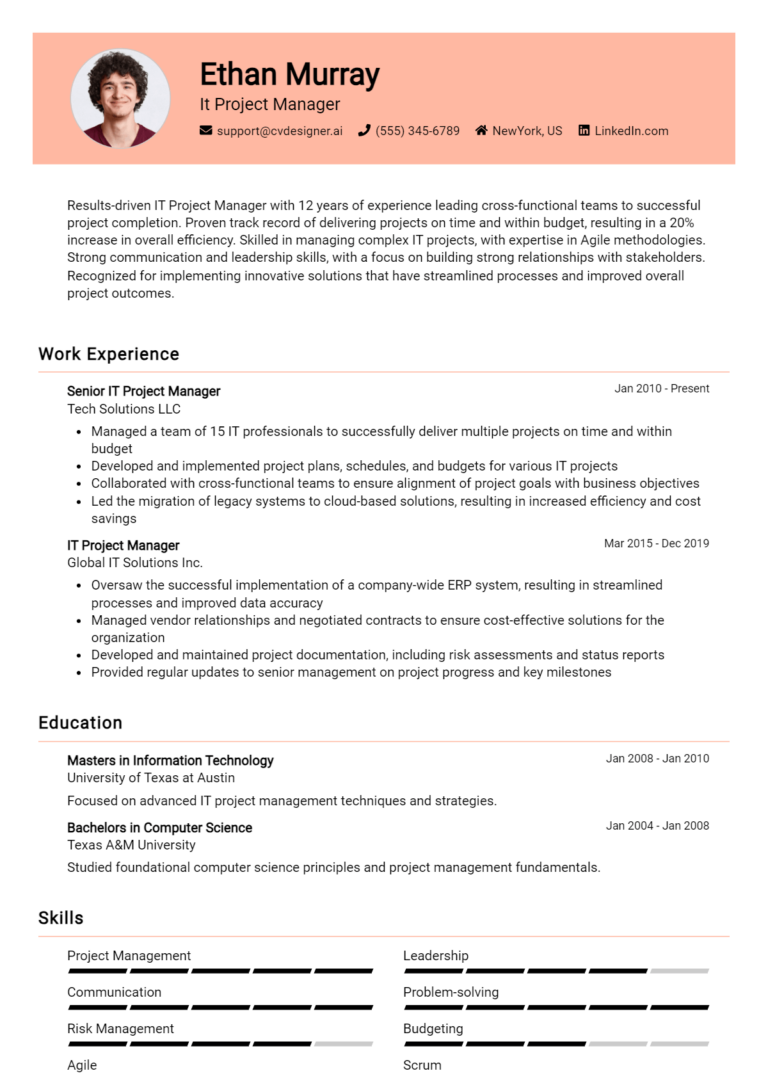 14 IT Project Manager Resume Examples And Templates for 2025