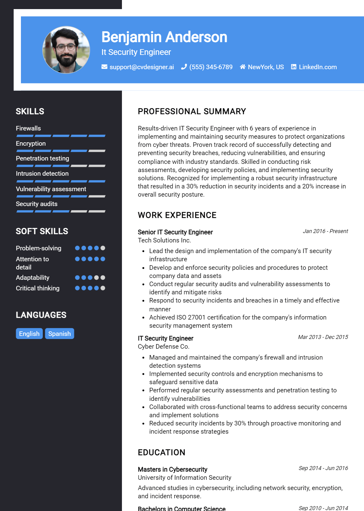 It Security Engineer Resume Example