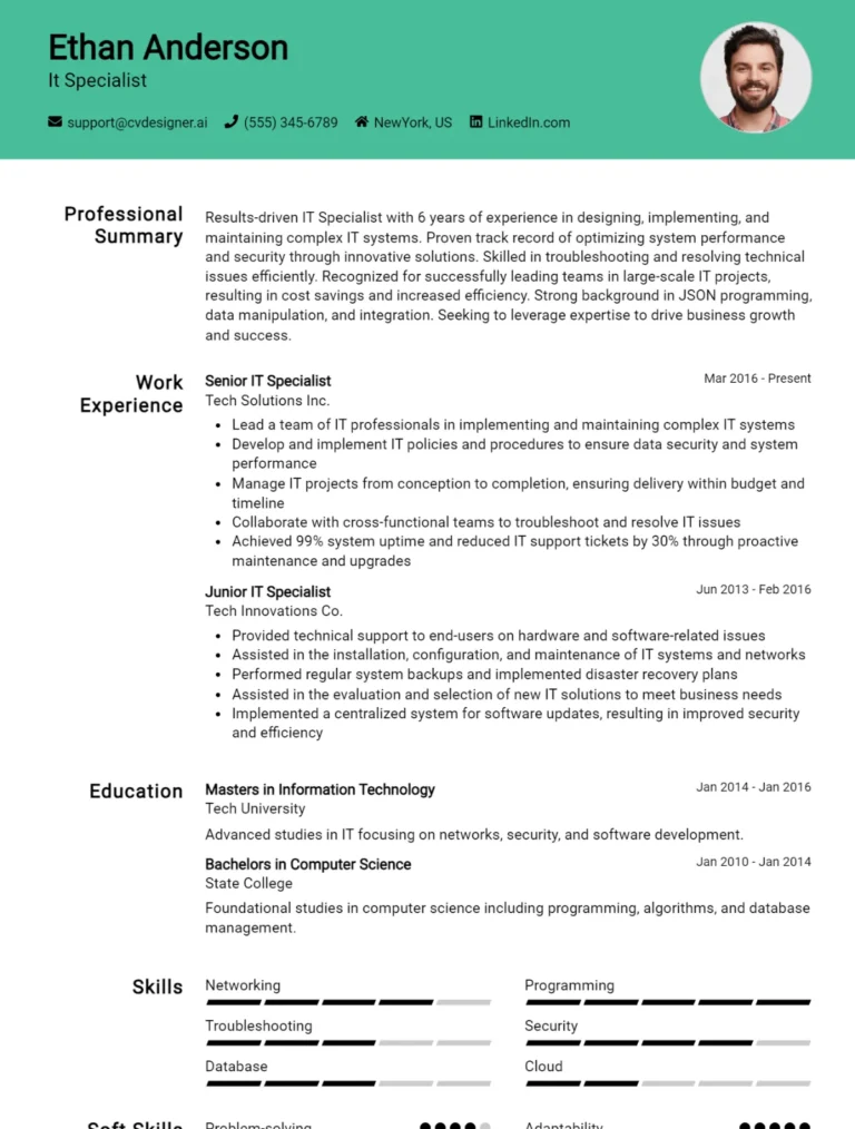 15 IT Specialist CV Examples And Templates For 2025