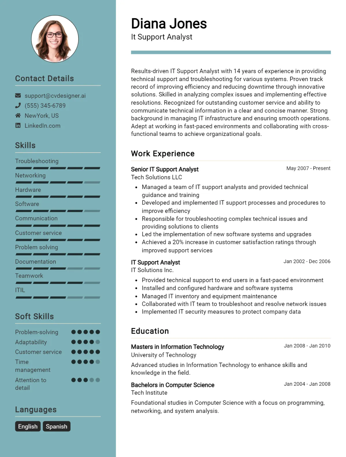 It Support Analyst CV Example