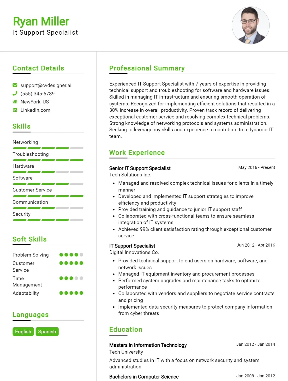 It Support Specialist CV Example