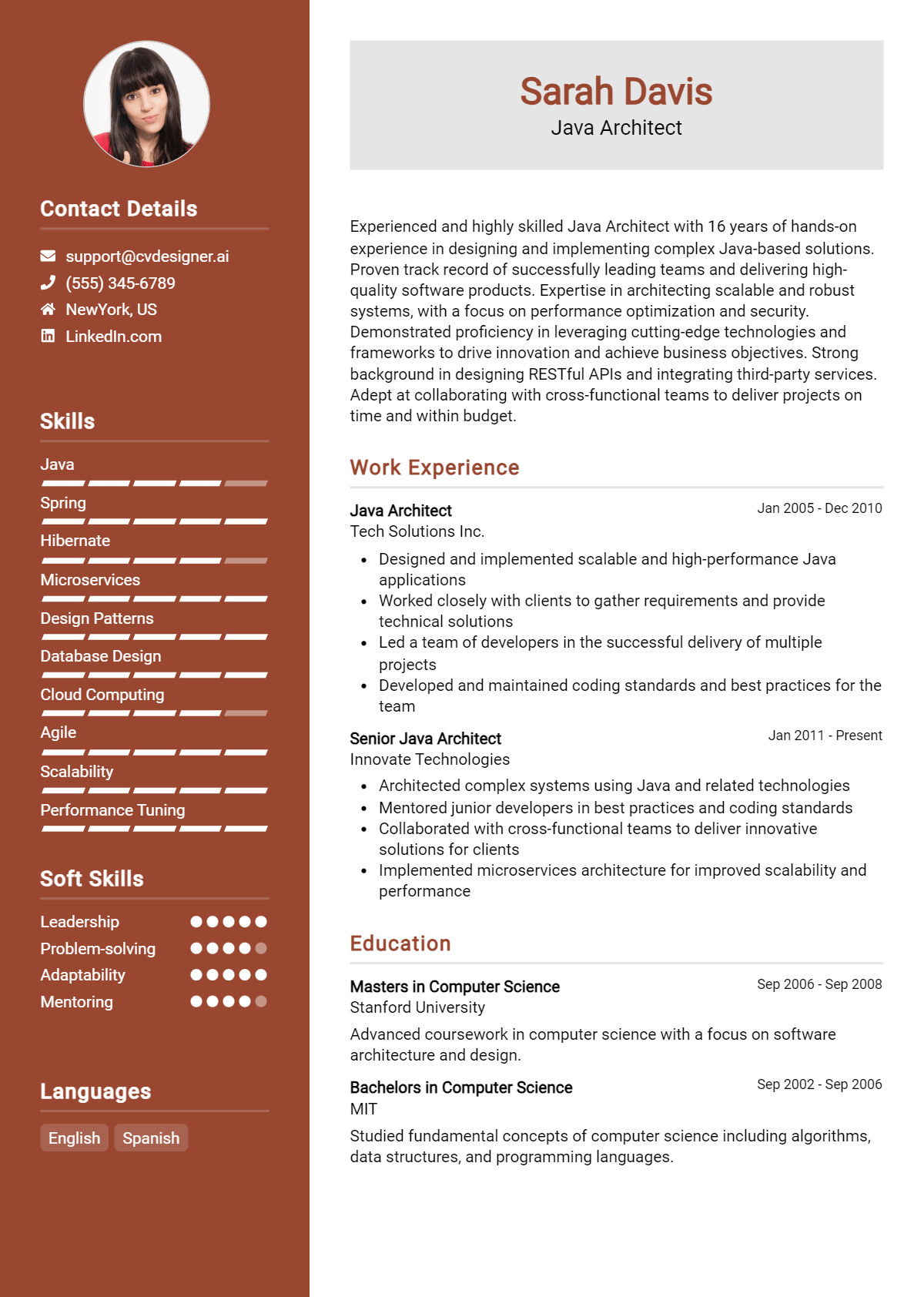 Java Architect Resume Example