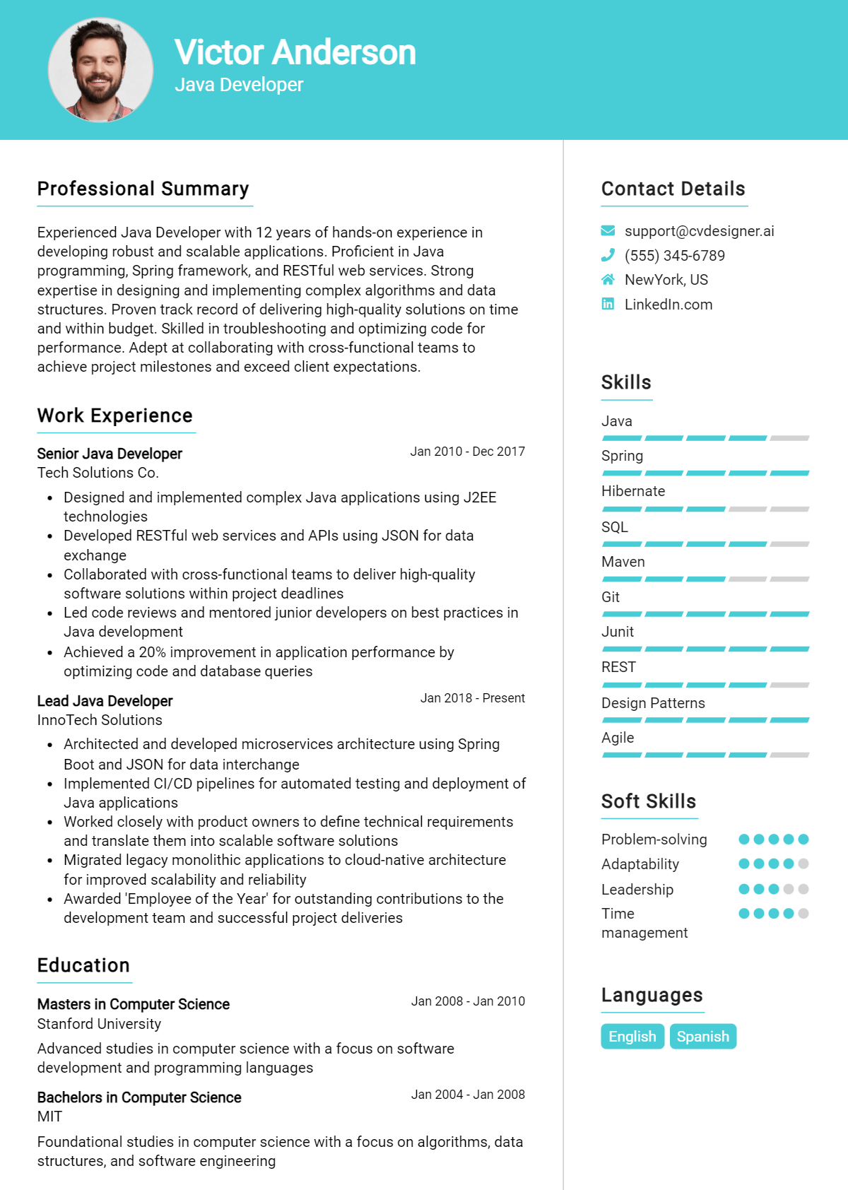 Java Developer Resume Example