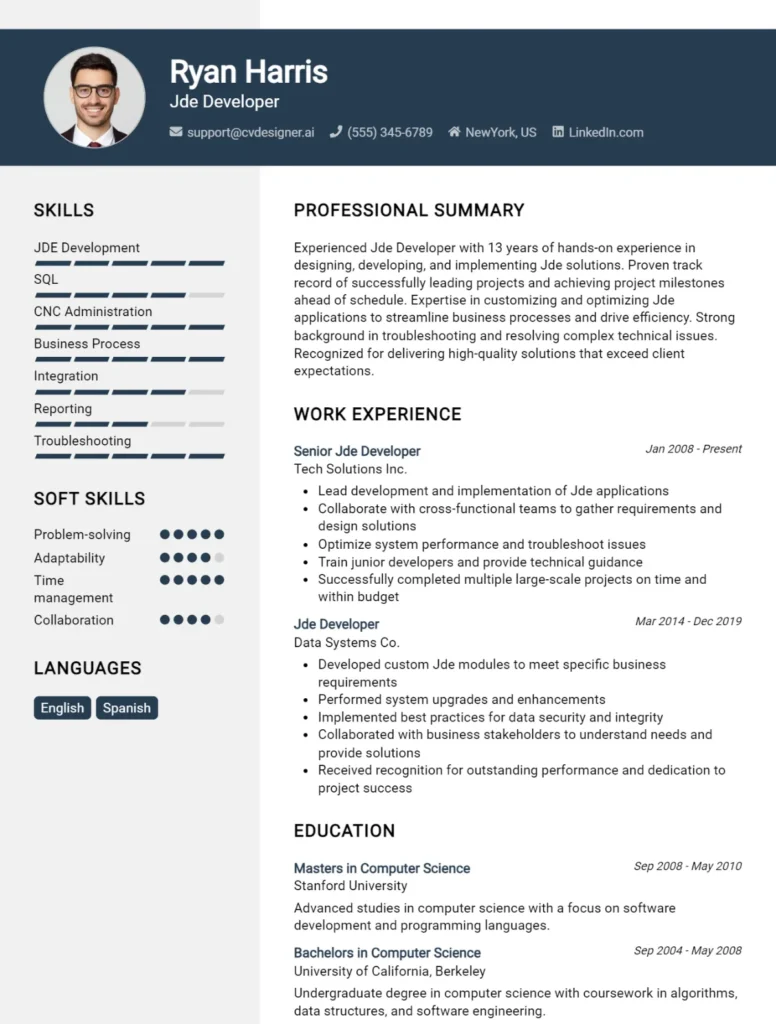 Jde Developer CV Example