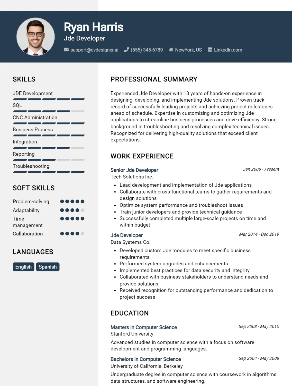 Jde Developer CV Example