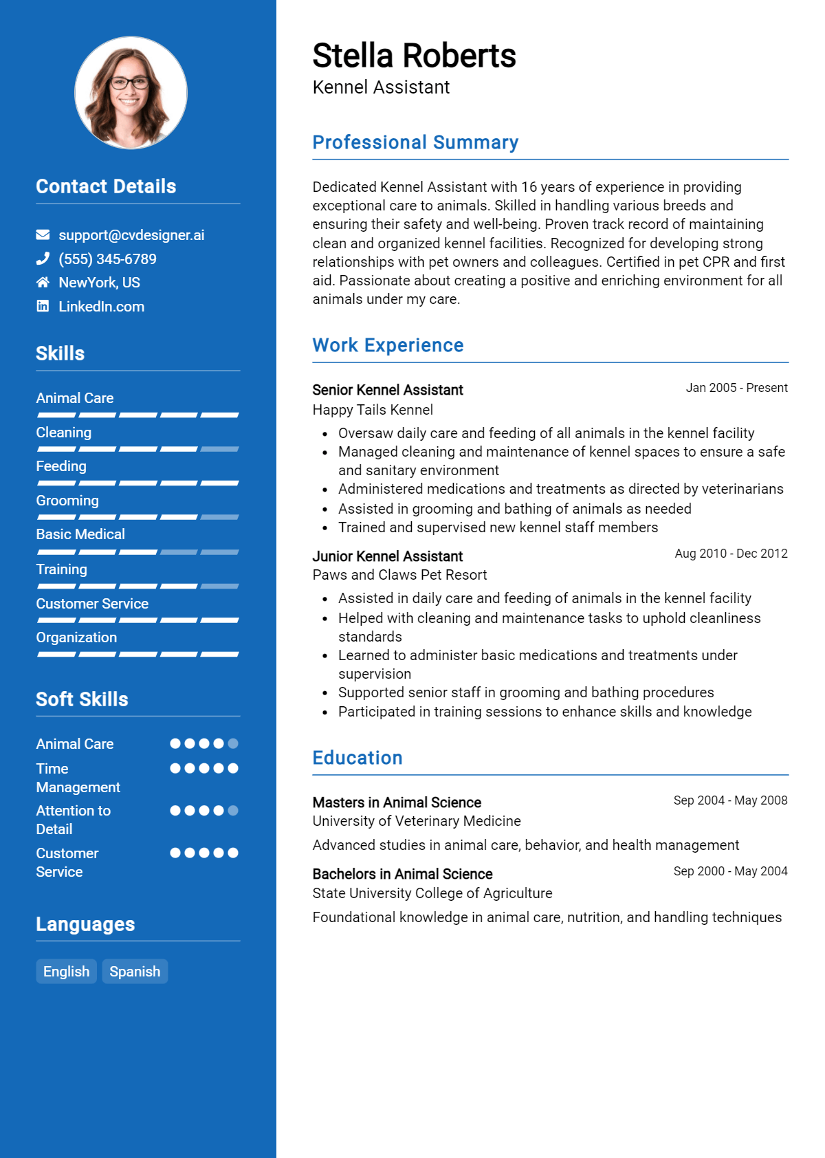 Kennel Assistant Resume Example