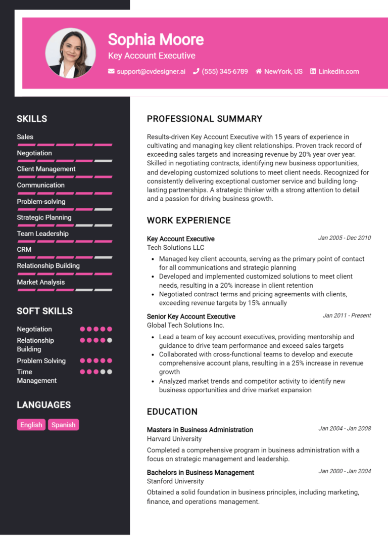 24 Key Account Executive Resume Examples for 2025: Top CV Skills