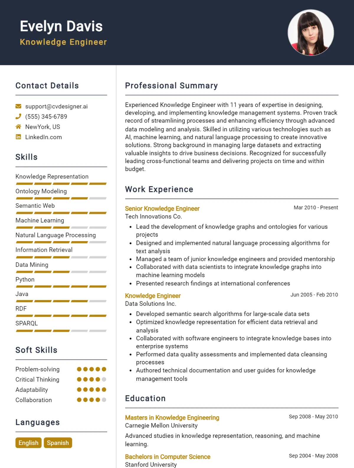 Knowledge Engineer CV Example