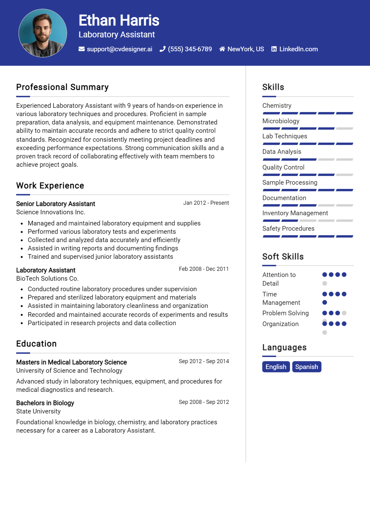 Laboratory Assistant Resume Example