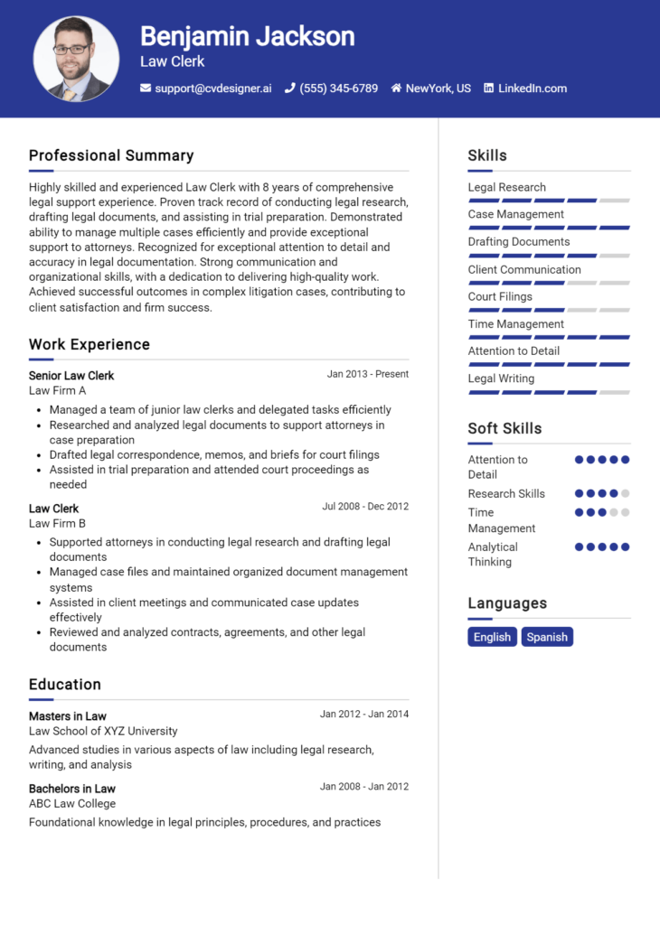 Law Clerk Resume Example for 2024 - Law Clerk Resume Example 730x1024 
