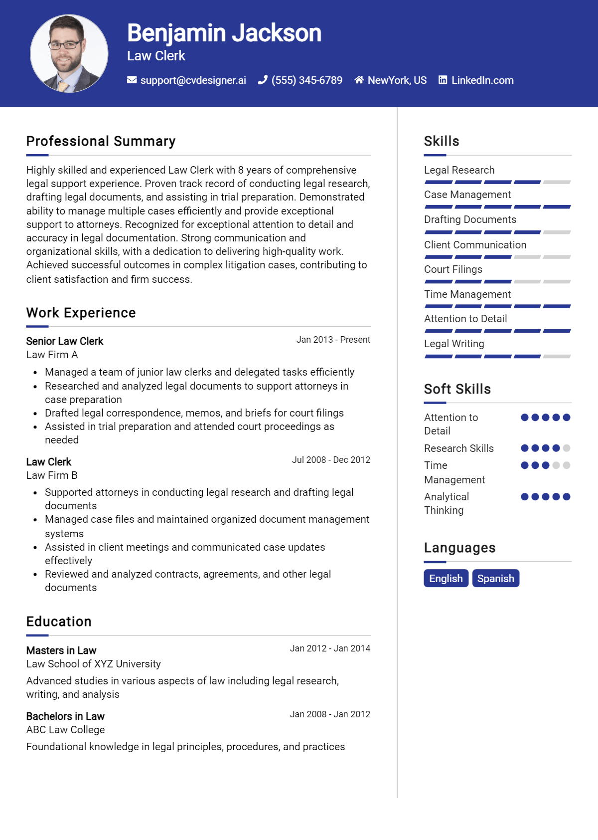 Law Clerk Resume Example