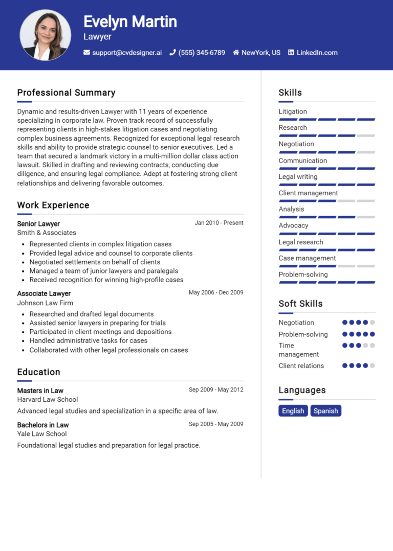 Lawyer Resume Example for 2025: Samples & Best Practices