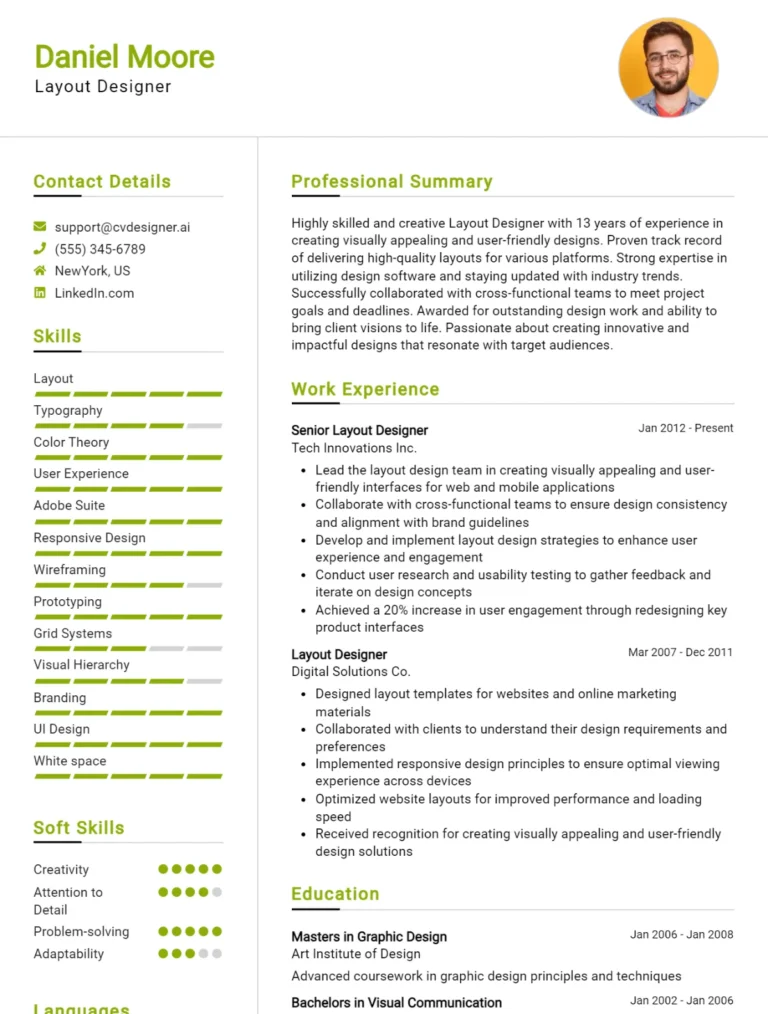 Layout Designer CV Example For 2025: Best Tips & Templates