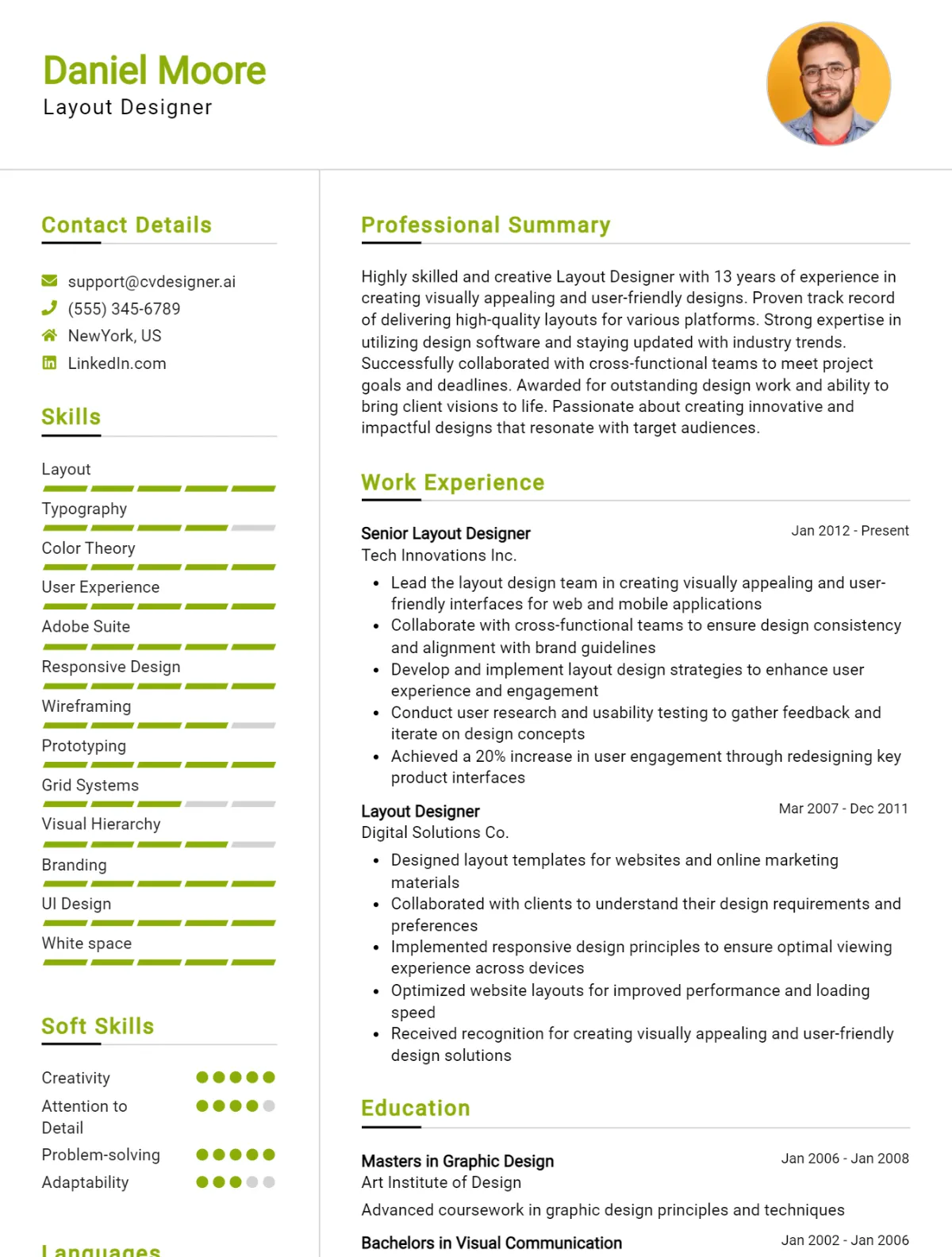 Layout Designer CV Example