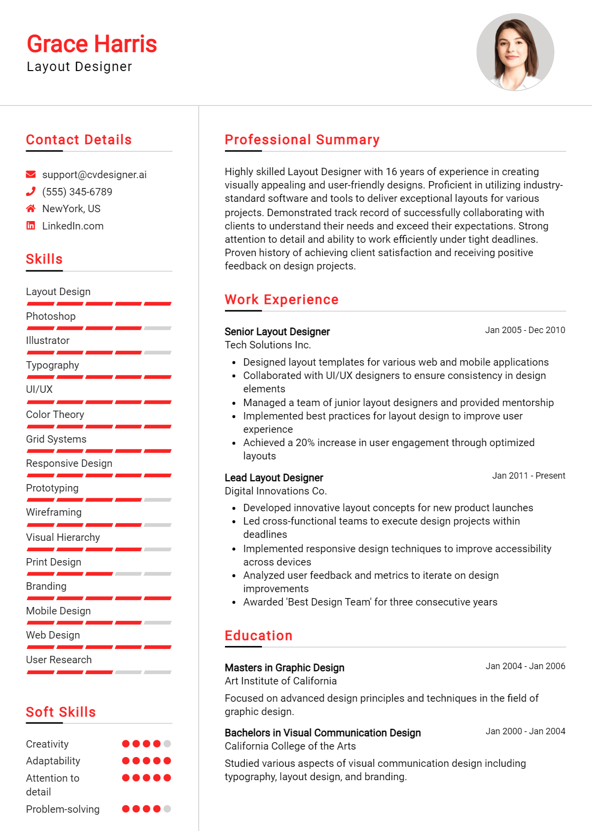 Layout Designer Resume Example