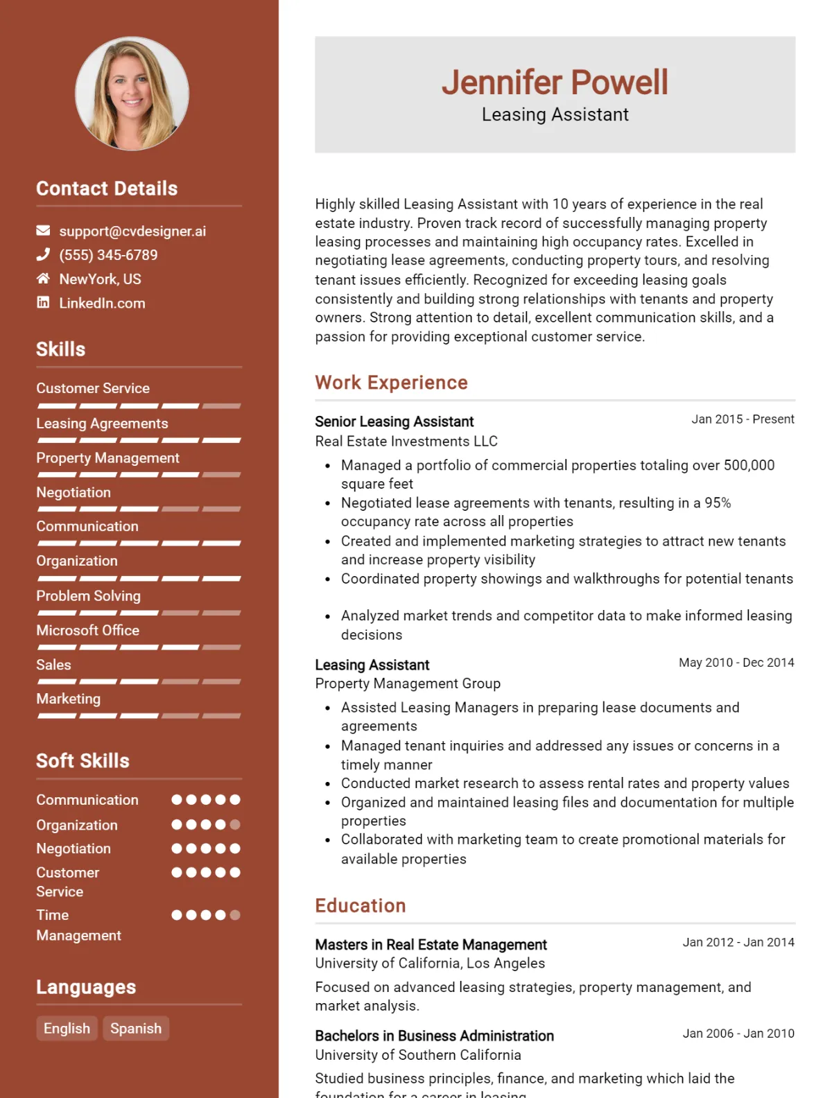 Leasing Assistant CV Example