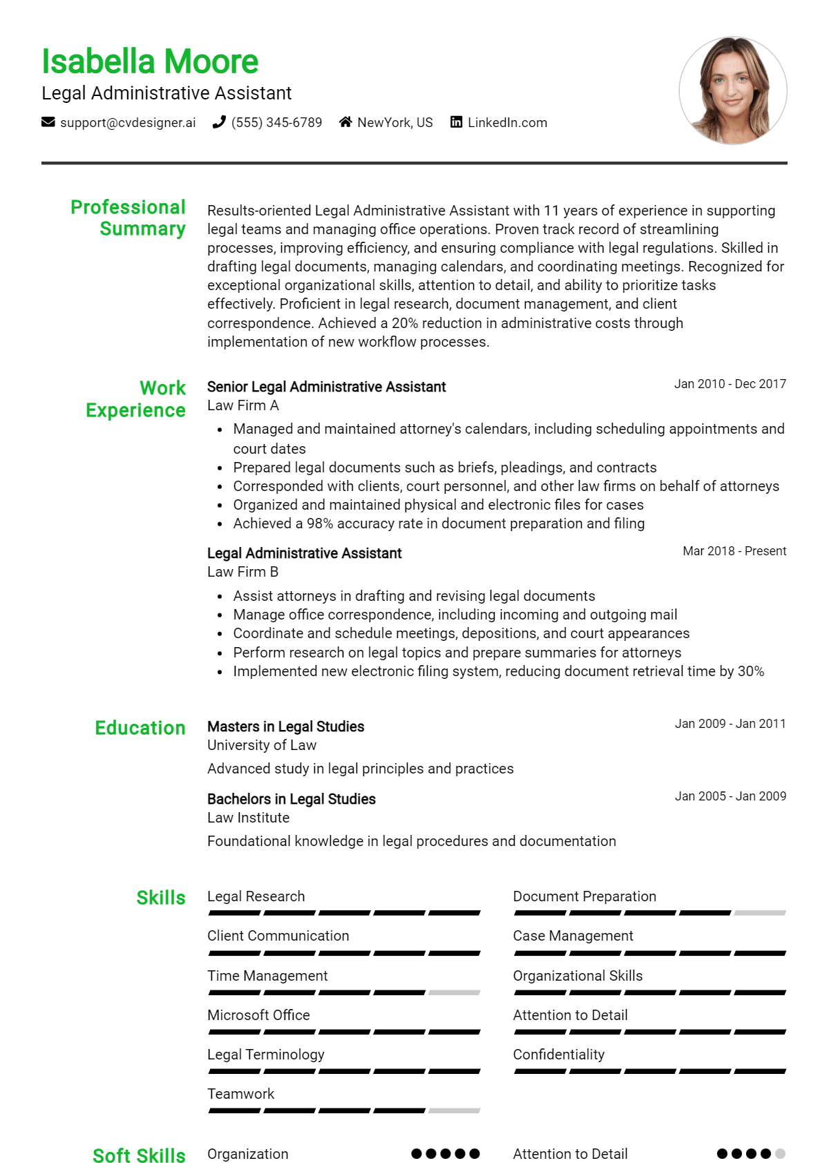 Legal Administrative Assistant Resume Example