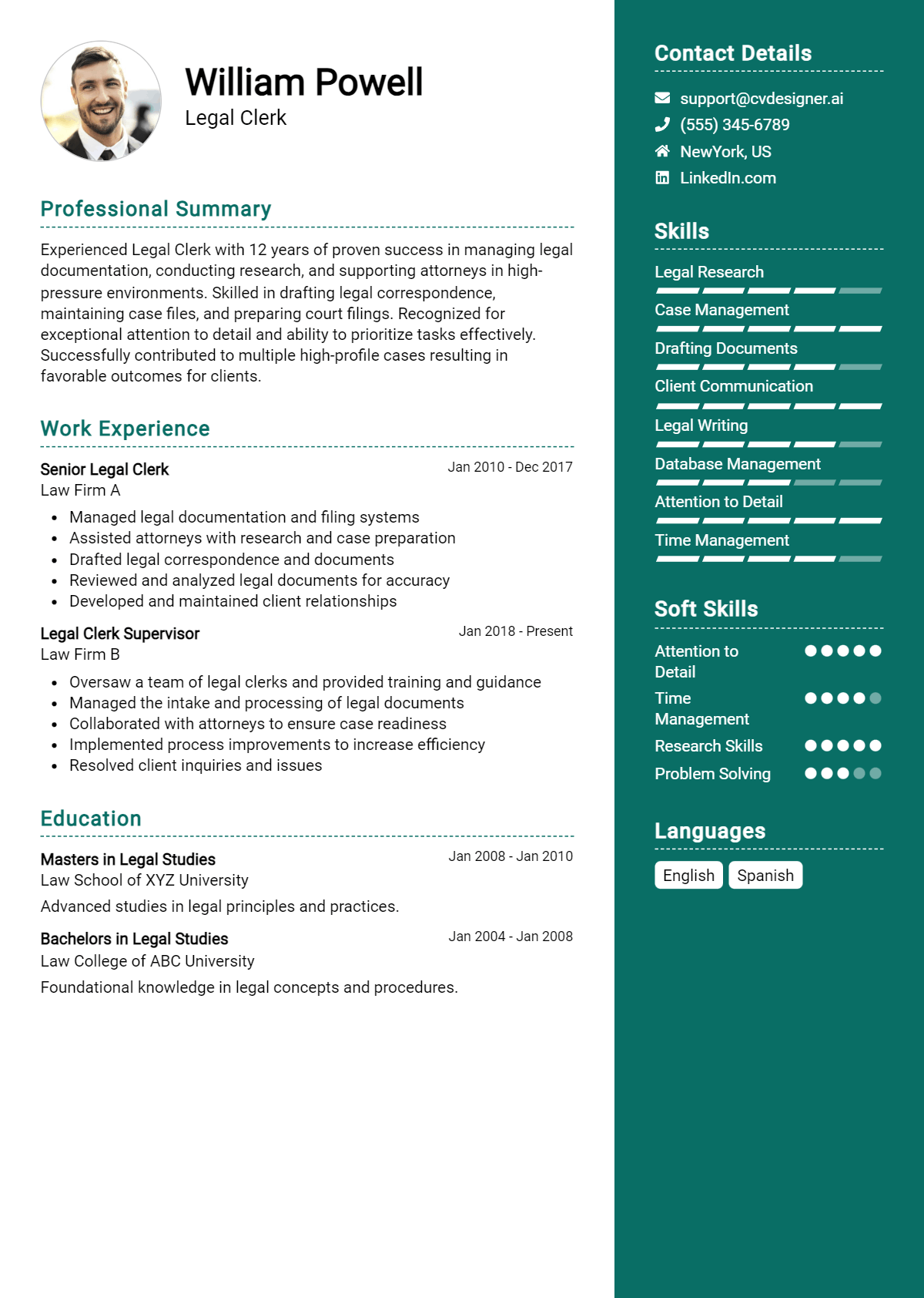 Legal Clerk Resume Example