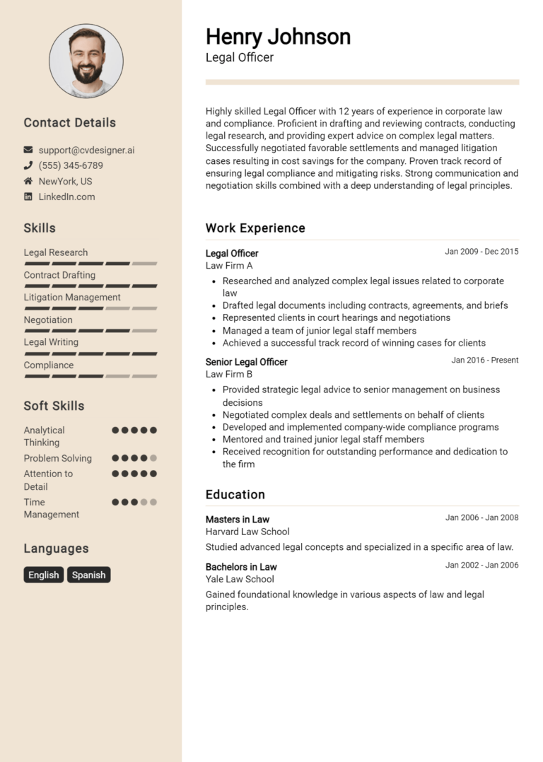 Legal Officer Resume Example for 2025: Samples & Best Practices