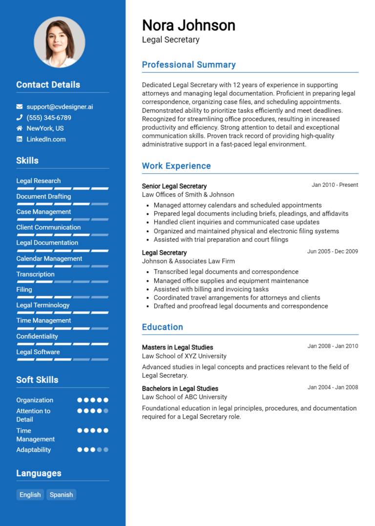 Legal Secretary Resume Example for 2025: Strategies & Templates