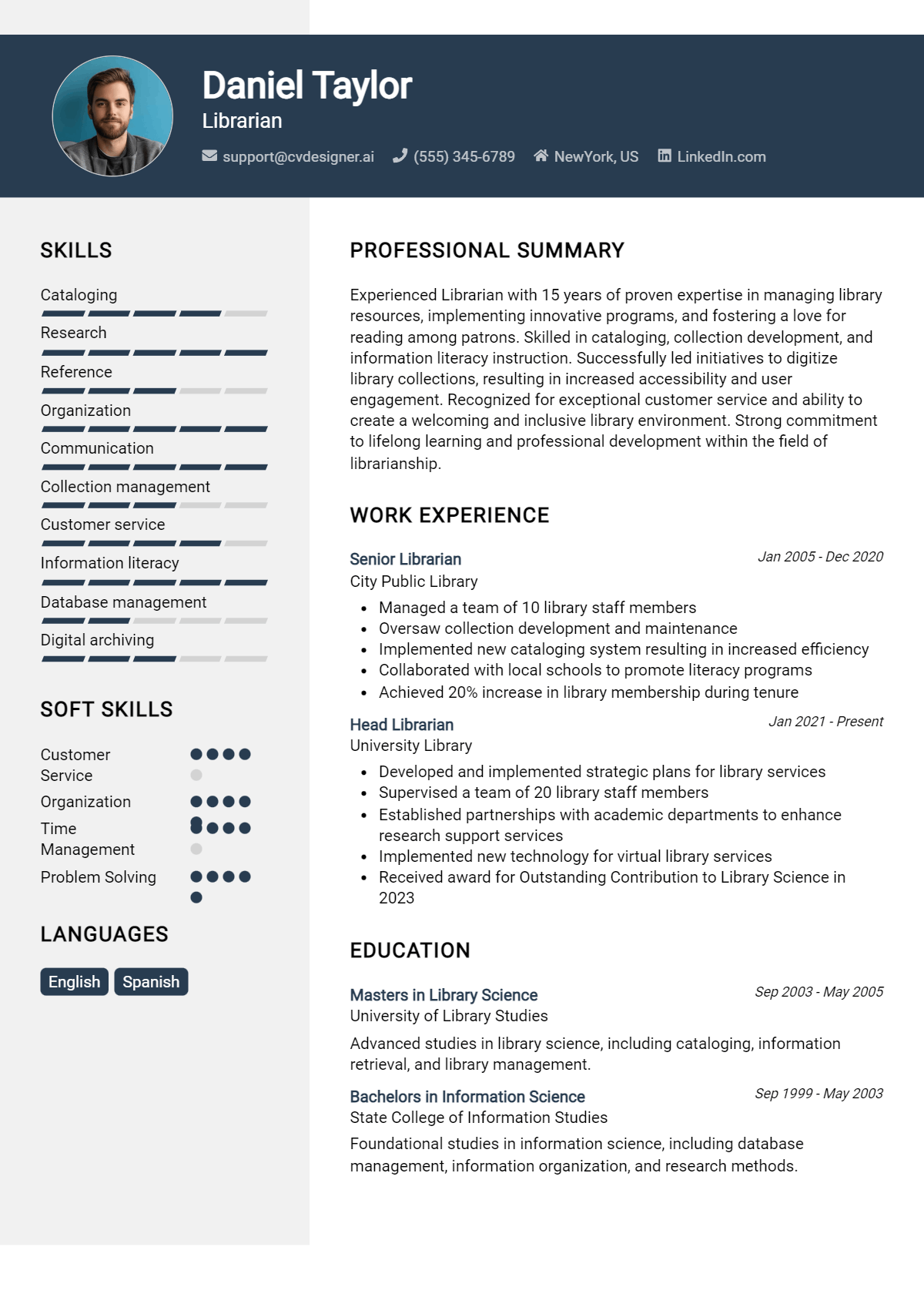 Librarian Resume Example