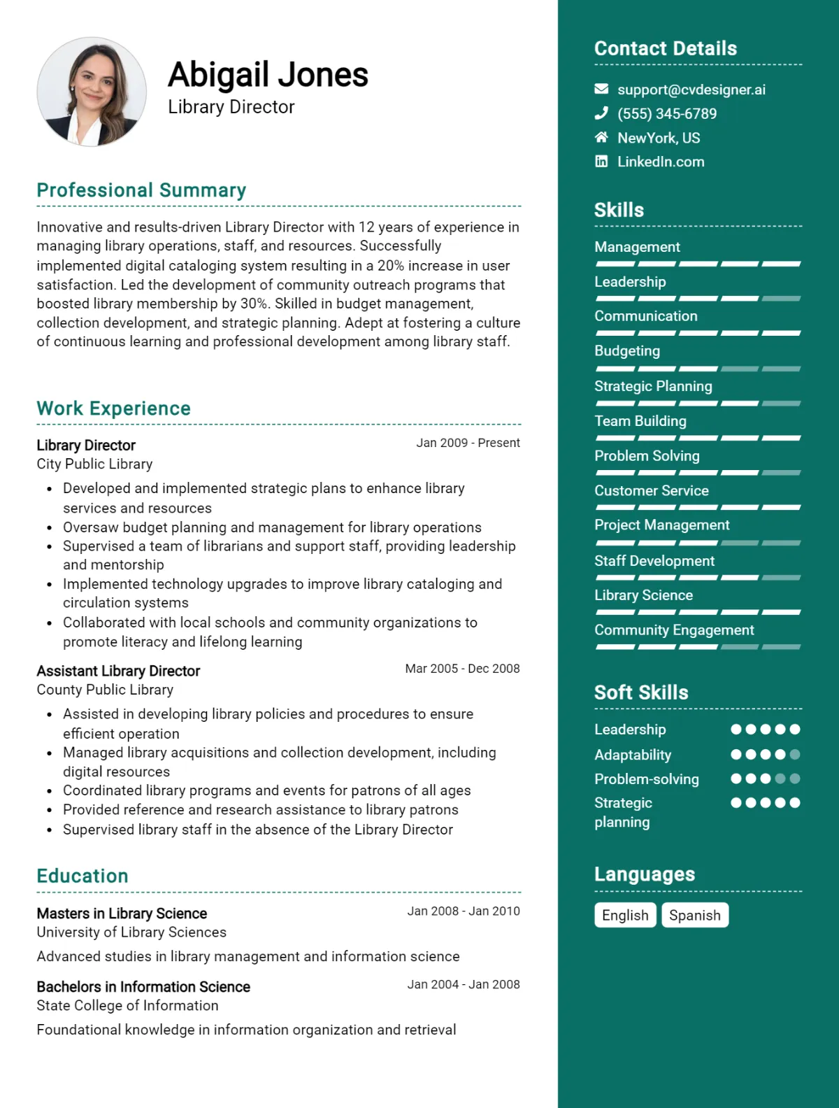 Library Director CV Example