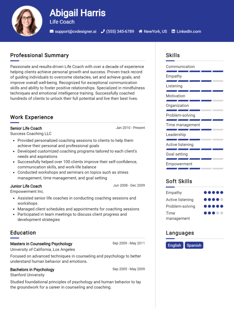 Life Coach Resume Example for 2025: Best Tips & Templates