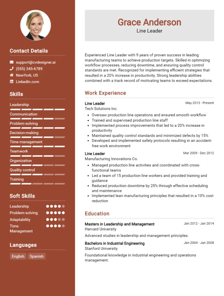 Line Leader CV Example For 2025: Best Tips & Templates