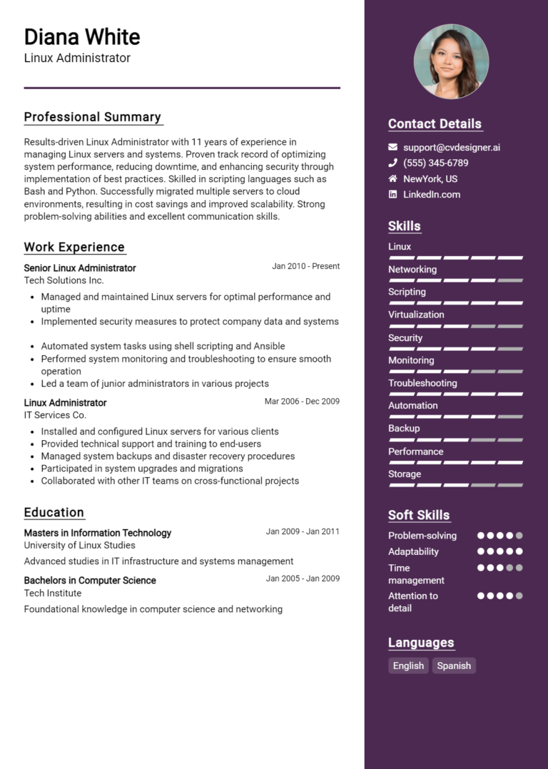 Linux Administrator Resume Example for 2025: Tips to Stand Out