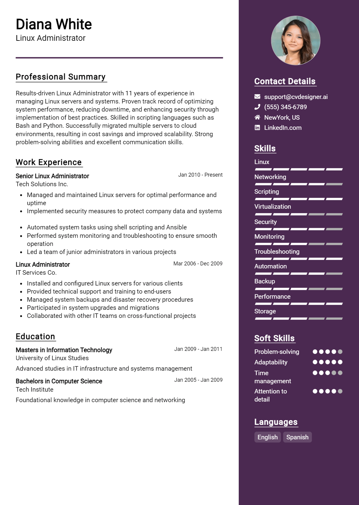 Linux Administrator Resume Example