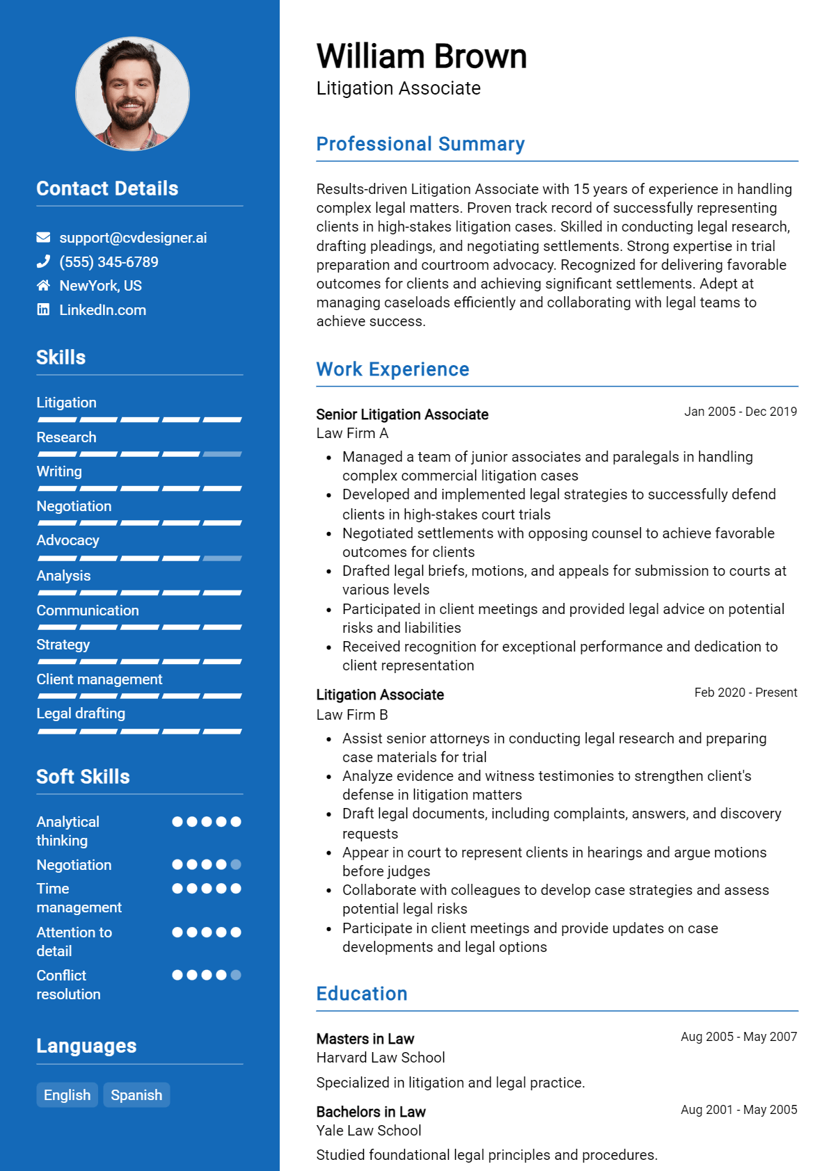 Litigation Associate Resume Example