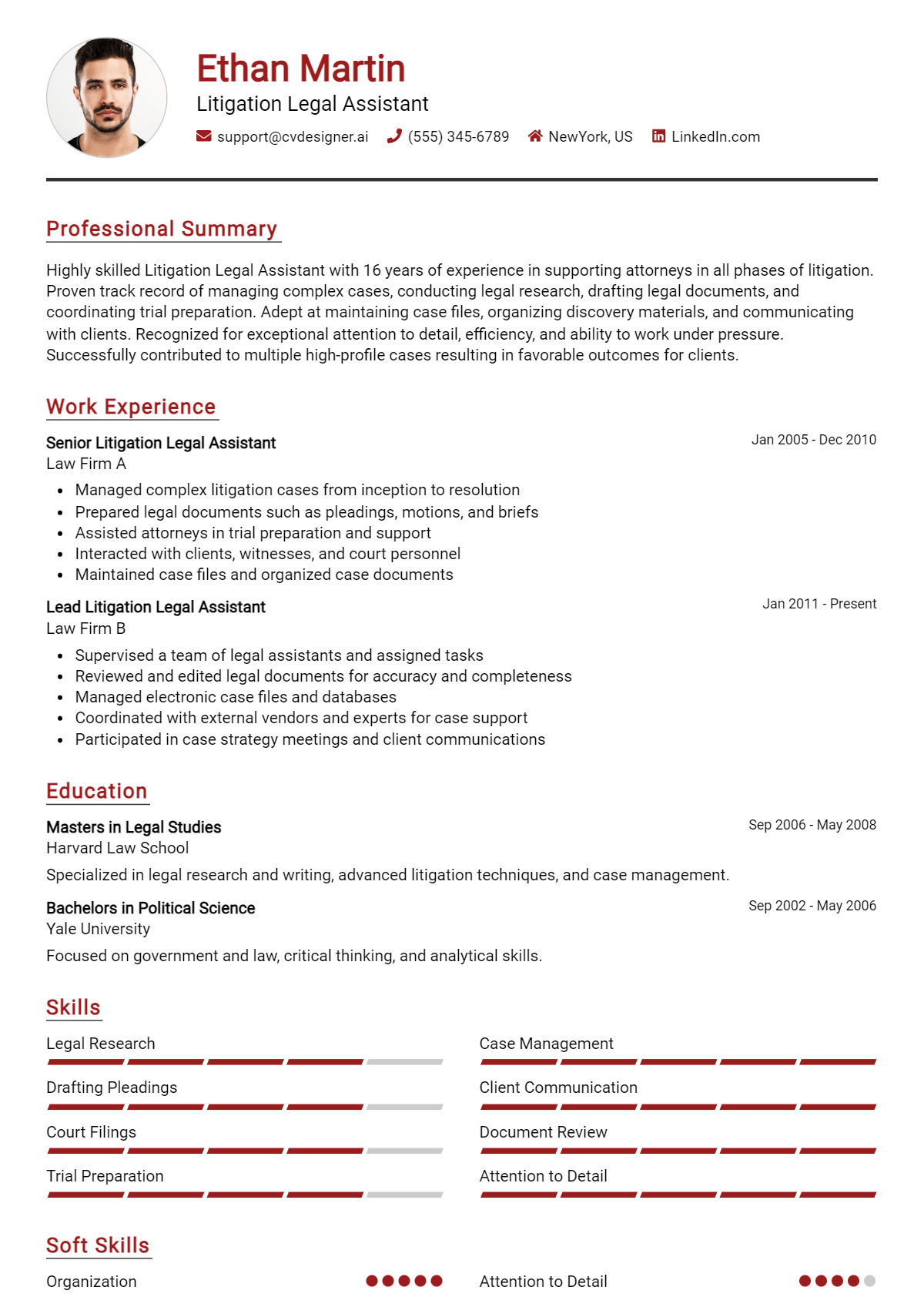 Litigation Legal Assistant Resume Example