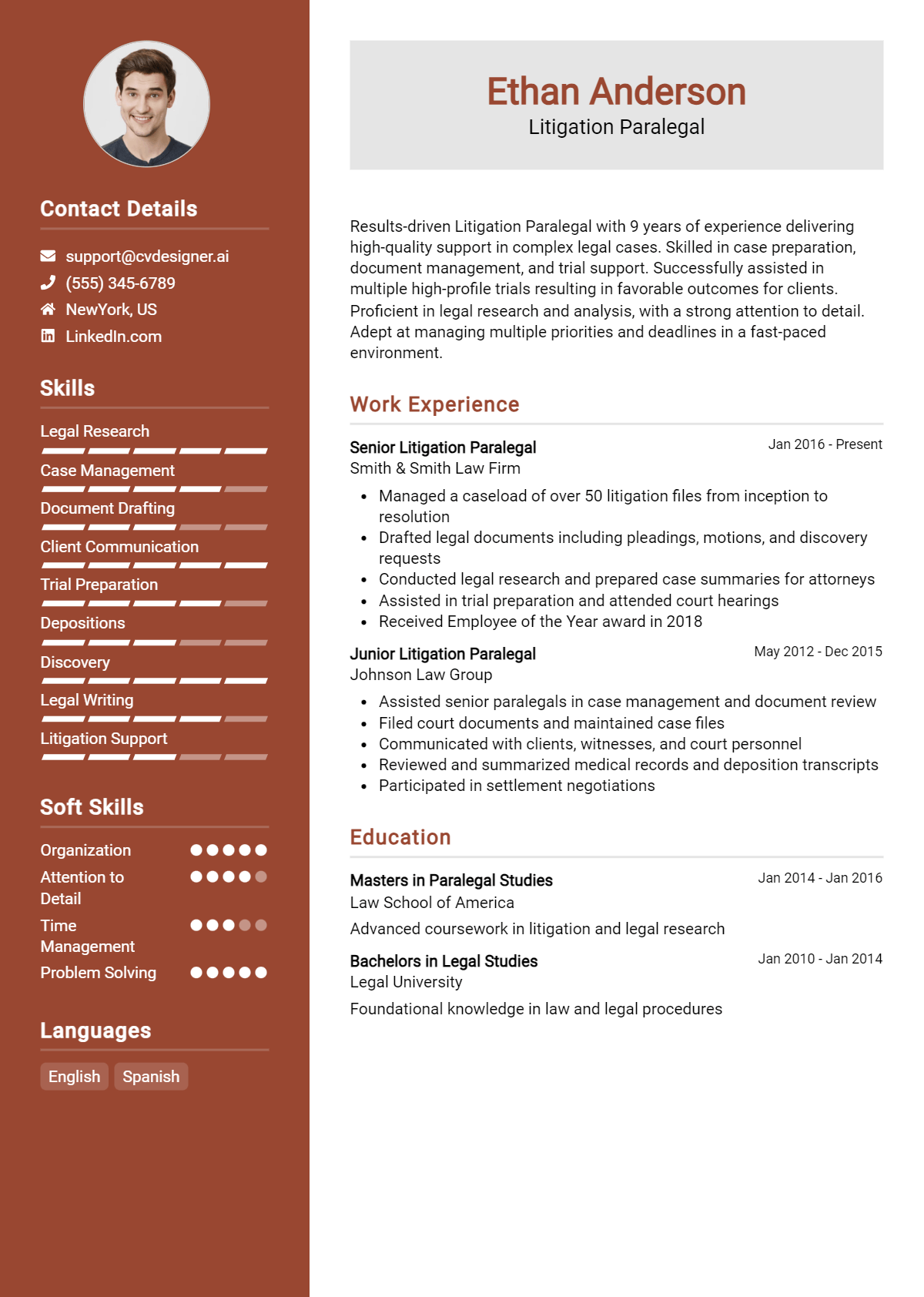 Litigation Paralegal Resume Example