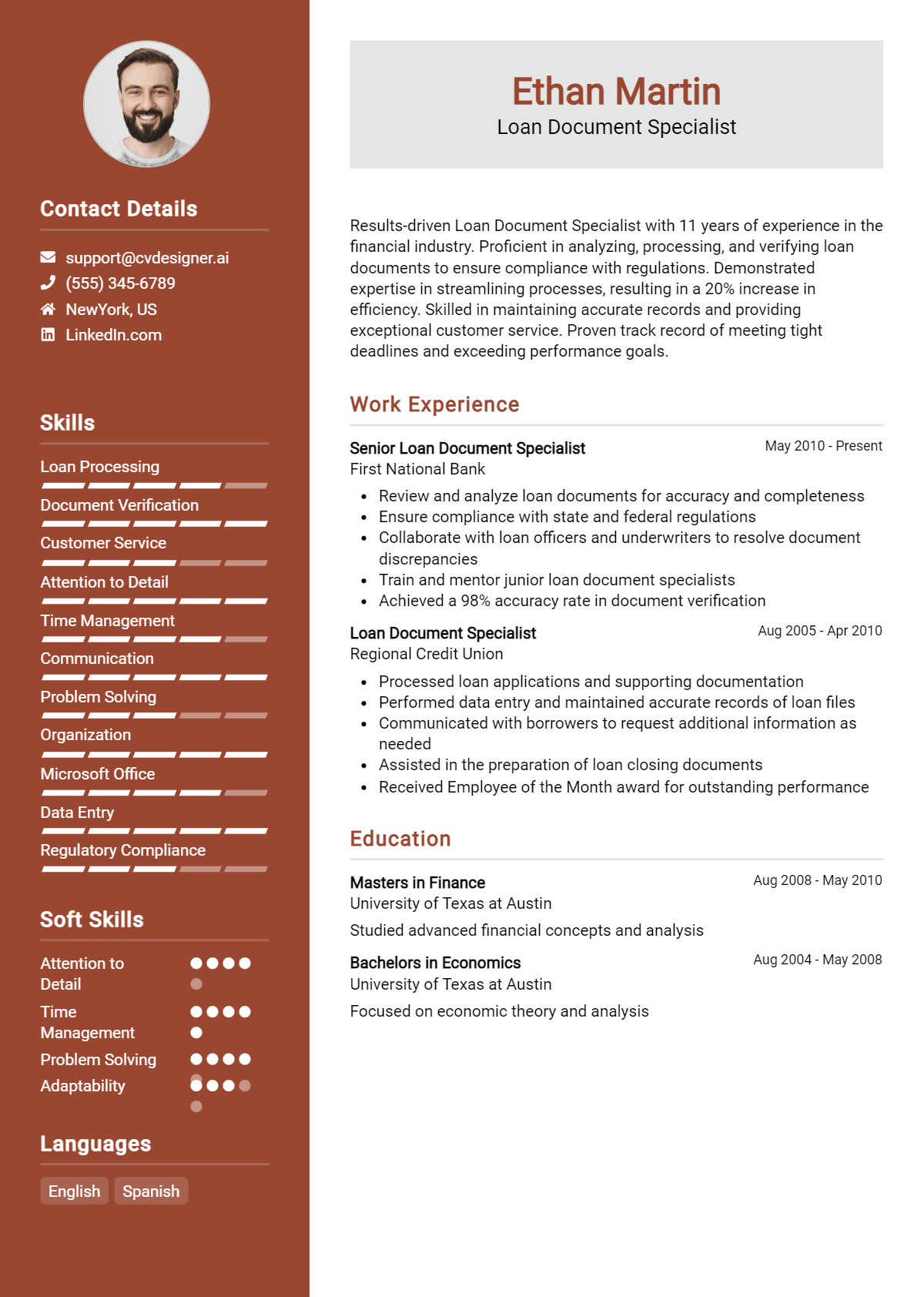 Loan Document Specialist Resume Example