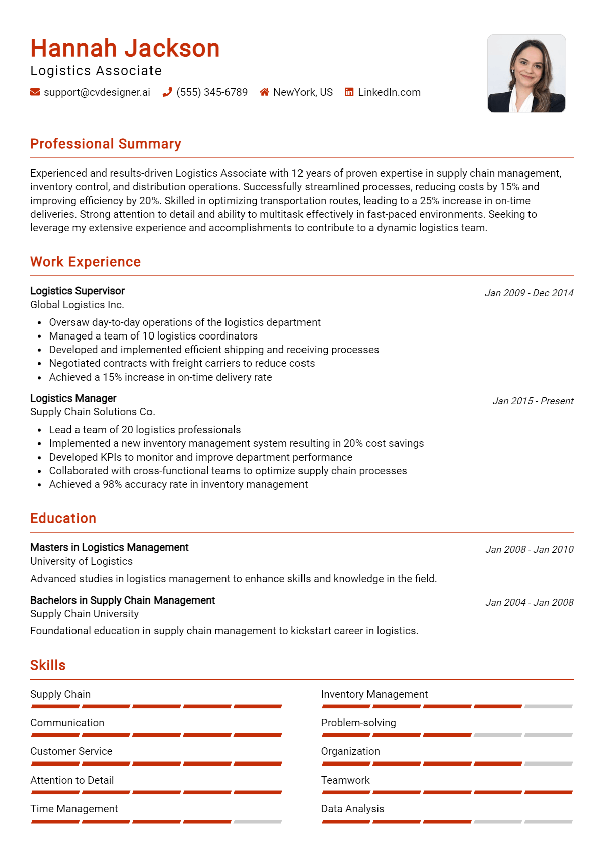 Logistics Associate Resume Example